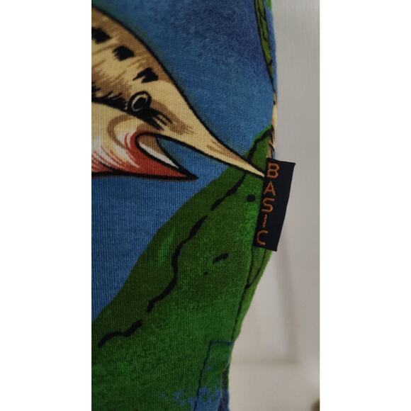 MEN'S "HAWAIIAN SHIRT BY BASIX"-Blue-Dolphins-Button Up-Tropical-Size XXL - Picture 6 of 12